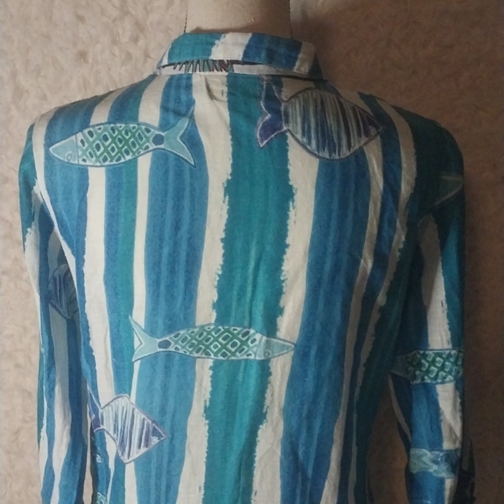 Antica Sartoria Giacomo Cinque Blue White Stripe Pink Floral Beaded Tropical - Picture 5 of 8
